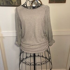 Robert Louis Light Gray Mesh Accent Top